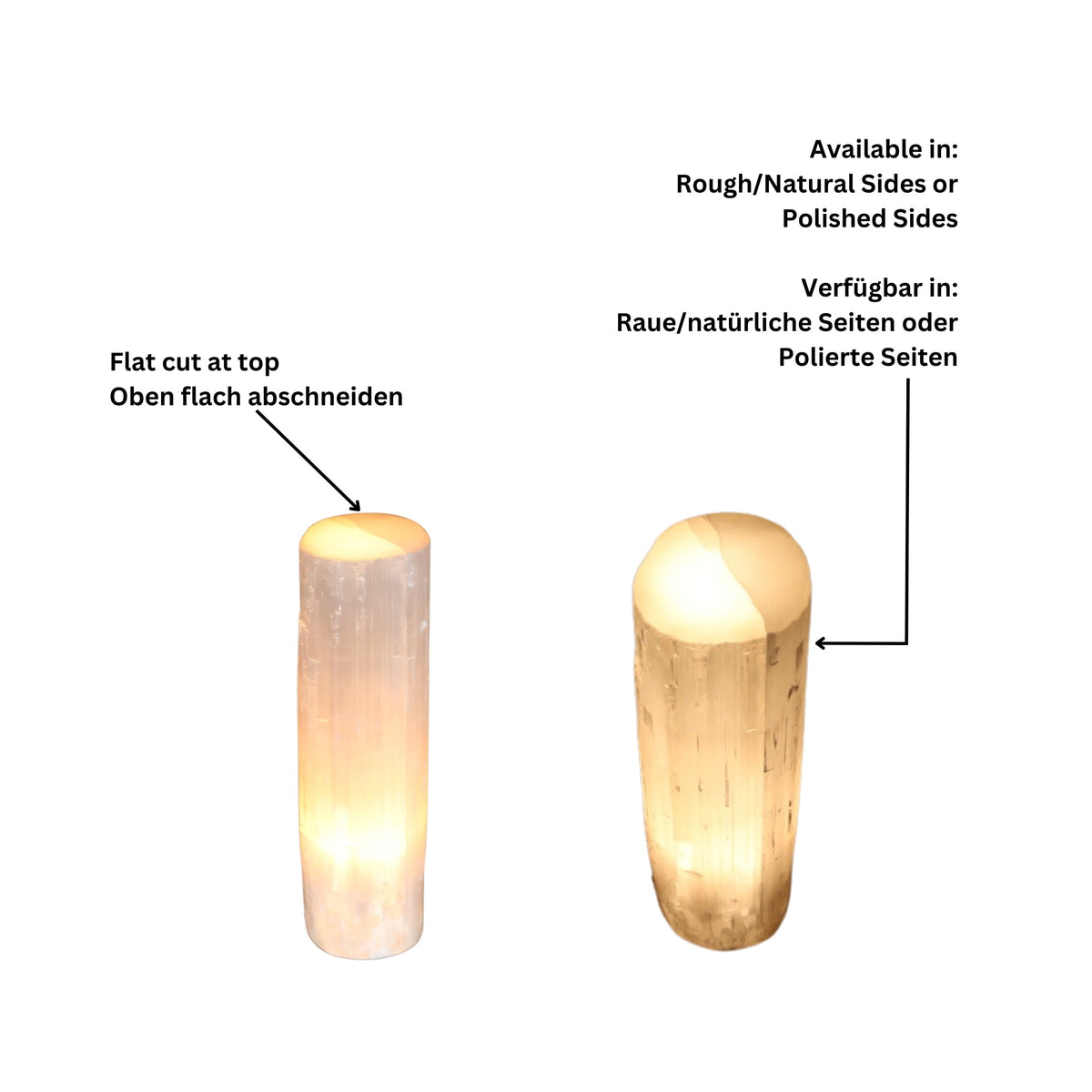 Selenit Zylinder Lampe - Kristallheilung & Meditationslicht, Verschiedene Größen (25-40 cm)
