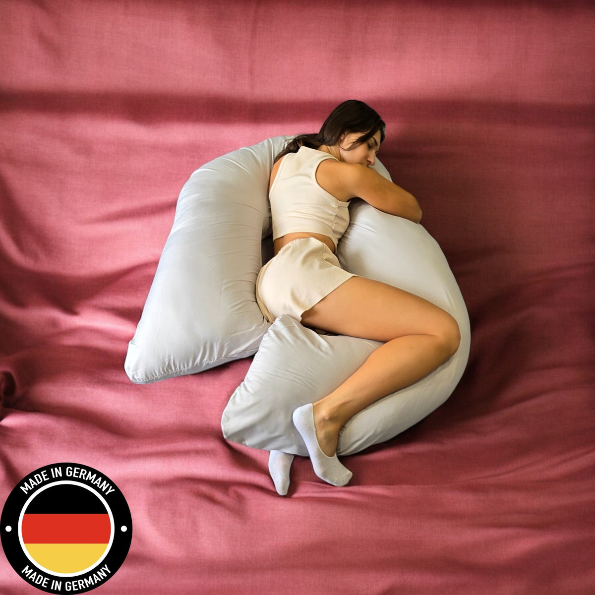 12ft J-förmiges, verbessertes Mutterschafts- und Ganzkörper-Stützkissen. In Deutschland hergestellt