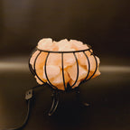 Himalaya Salzlampe - Klein Runder Korb mit Steinsalzbrocken , Schatulle (Mittel)