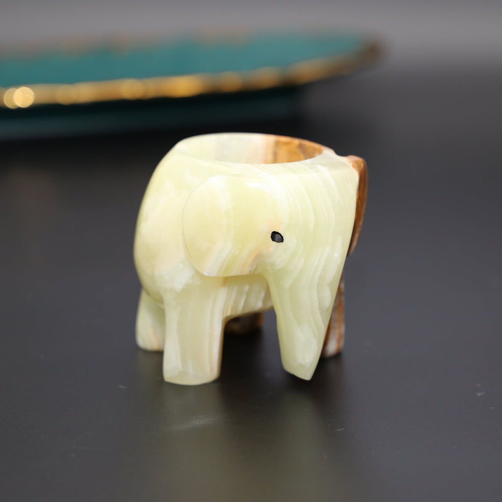 Onyx Marmor Elefant TeeLicht Halter