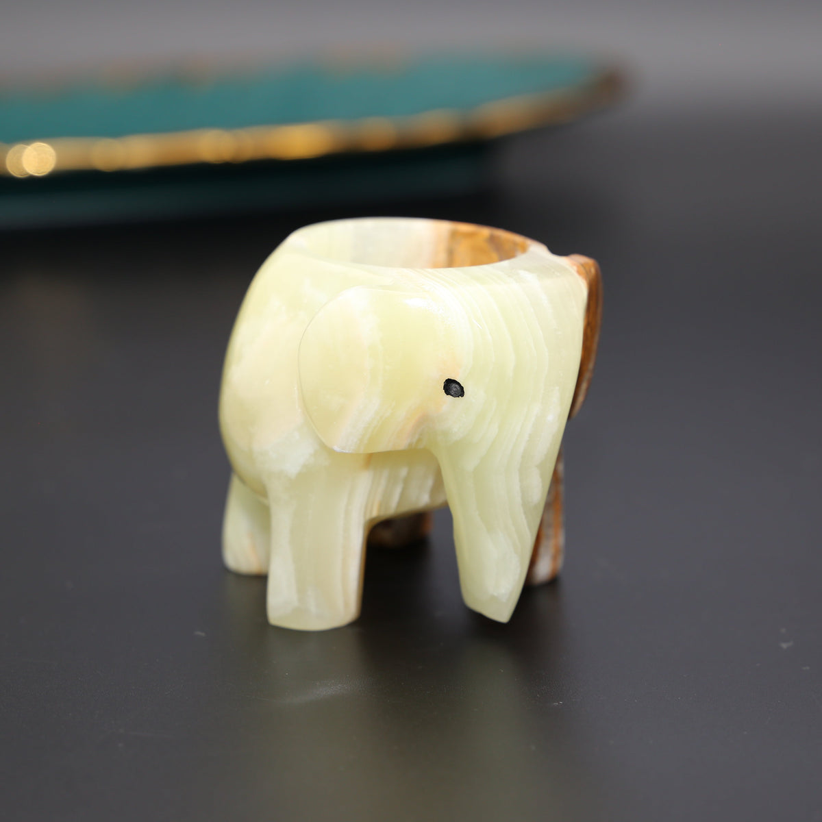 Onyx Marmor Elefant TeeLicht Halter