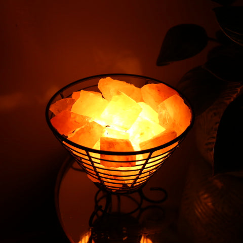 Himalaya Salzlampe - 3D umgekehrter Metall korb