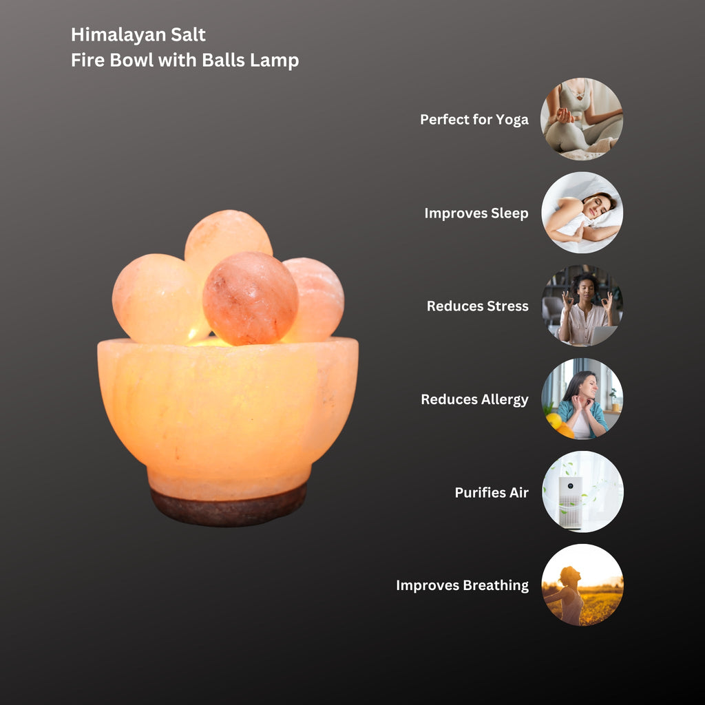 Himalaya Salzlampe - Feuerschale mit Kugeln