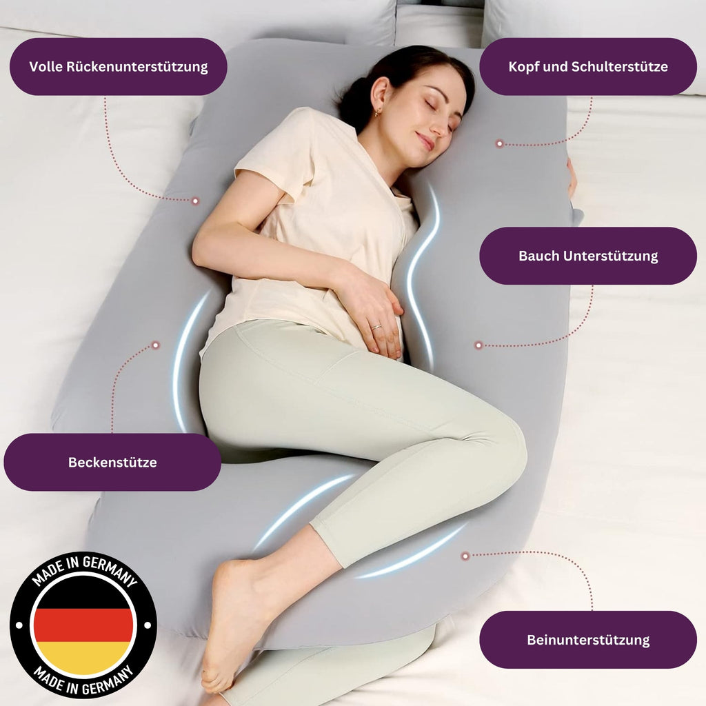 12ft J-förmiges, verbessertes Mutterschafts- und Ganzkörper-Stützkissen. In Deutschland hergestellt