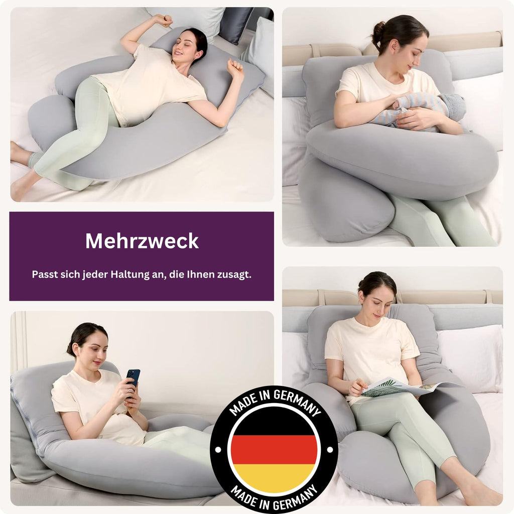 12ft J-förmiges, verbessertes Mutterschafts- und Ganzkörper-Stützkissen. In Deutschland hergestellt