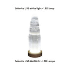 Natürliche USB Turmlampe aus Selenit Tischlampe mit weißes led-licht