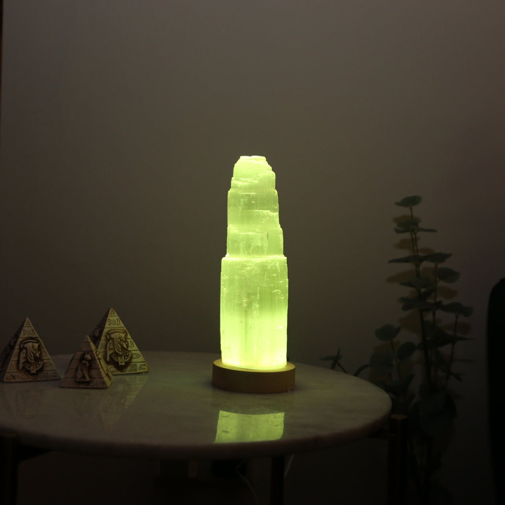 Selenite USB Lampe - Berg 20cm
