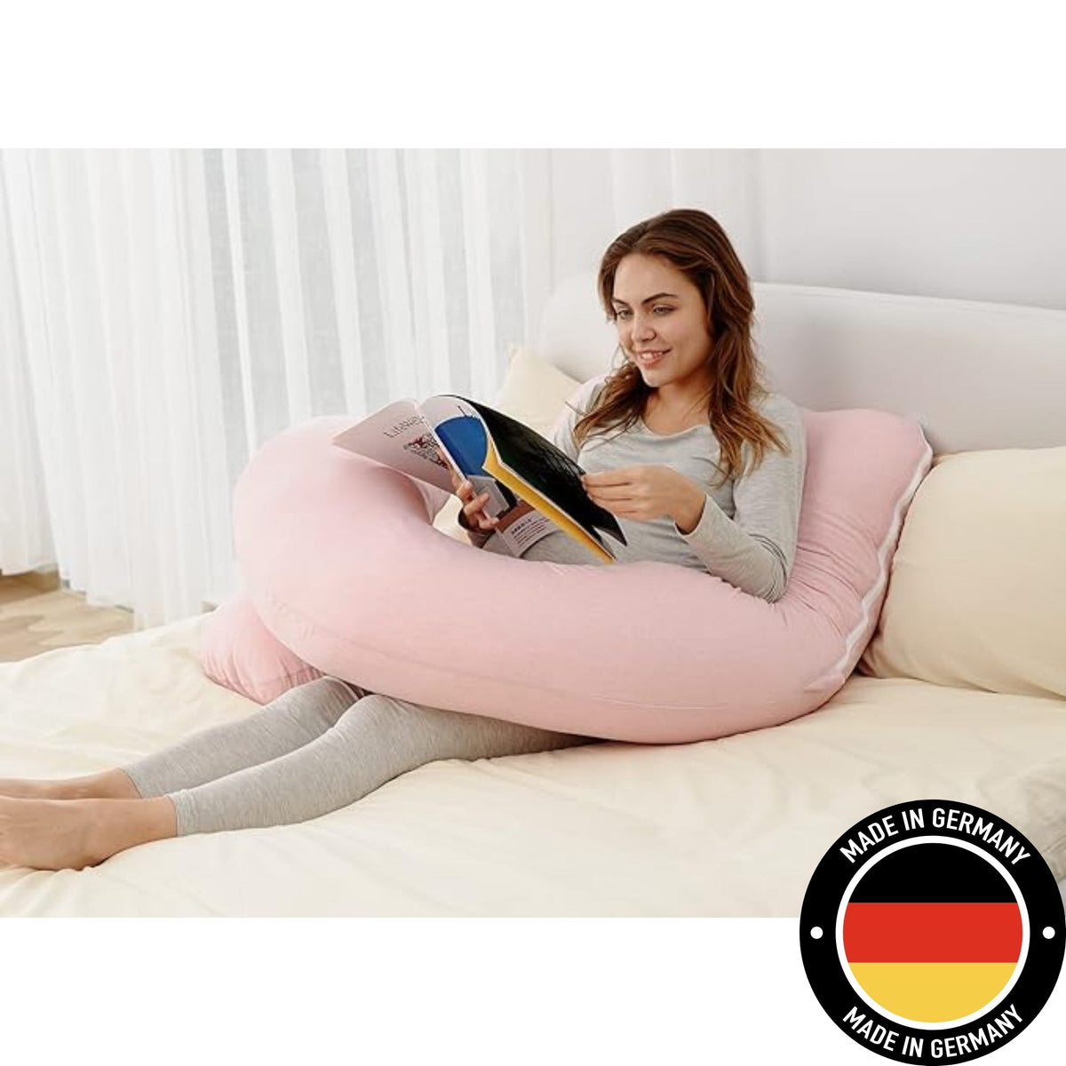 12ft J-förmiges, verbessertes Mutterschafts- und Ganzkörper-Stützkissen. In Deutschland hergestellt