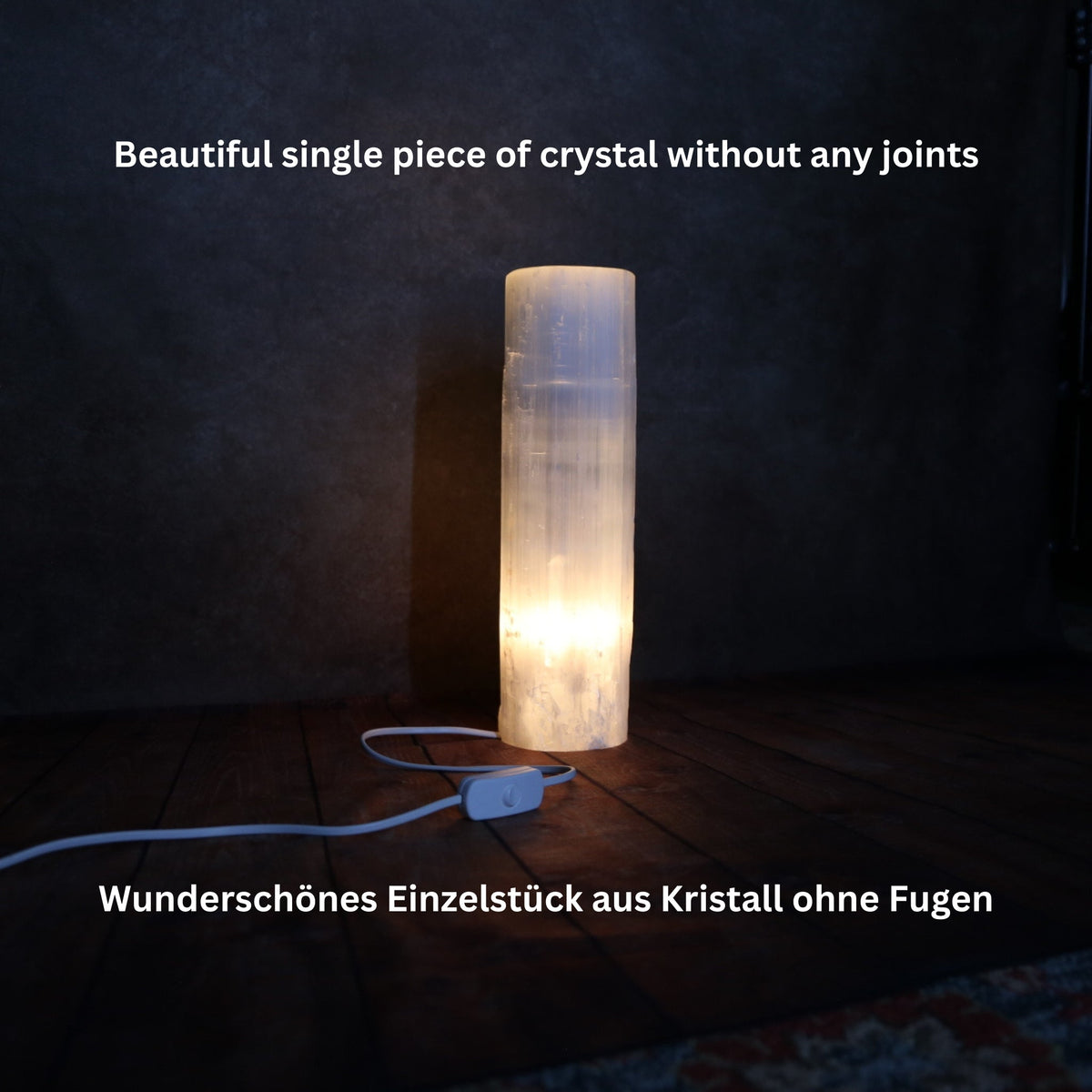 Selenit Zylinder Lampe - Kristallheilung & Meditationslicht, Verschiedene Größen (25-40 cm)