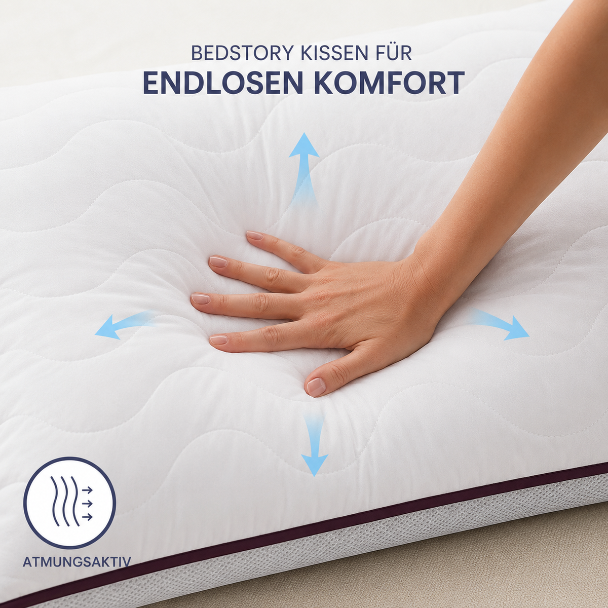Atmungsaktives Mikrofaser-Kopfkissen 80x80cm – Verstellbarer Härtegrad mit Airflow-Netz | Made in Germany | 1er- oder 2er-Pack | Waschbar mit wiederverwendbarer Aufbewahrungstasche