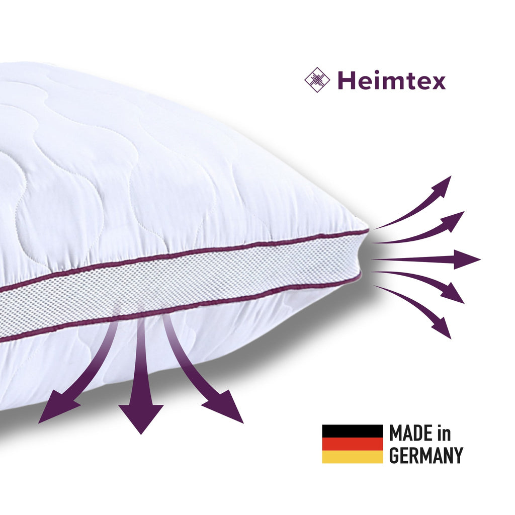 Atmungsaktives Mikrofaser-Kopfkissen 80x80cm – Verstellbarer Härtegrad mit Airflow-Netz | Made in Germany | 1er- oder 2er-Pack | Waschbar mit wiederverwendbarer Aufbewahrungstasche