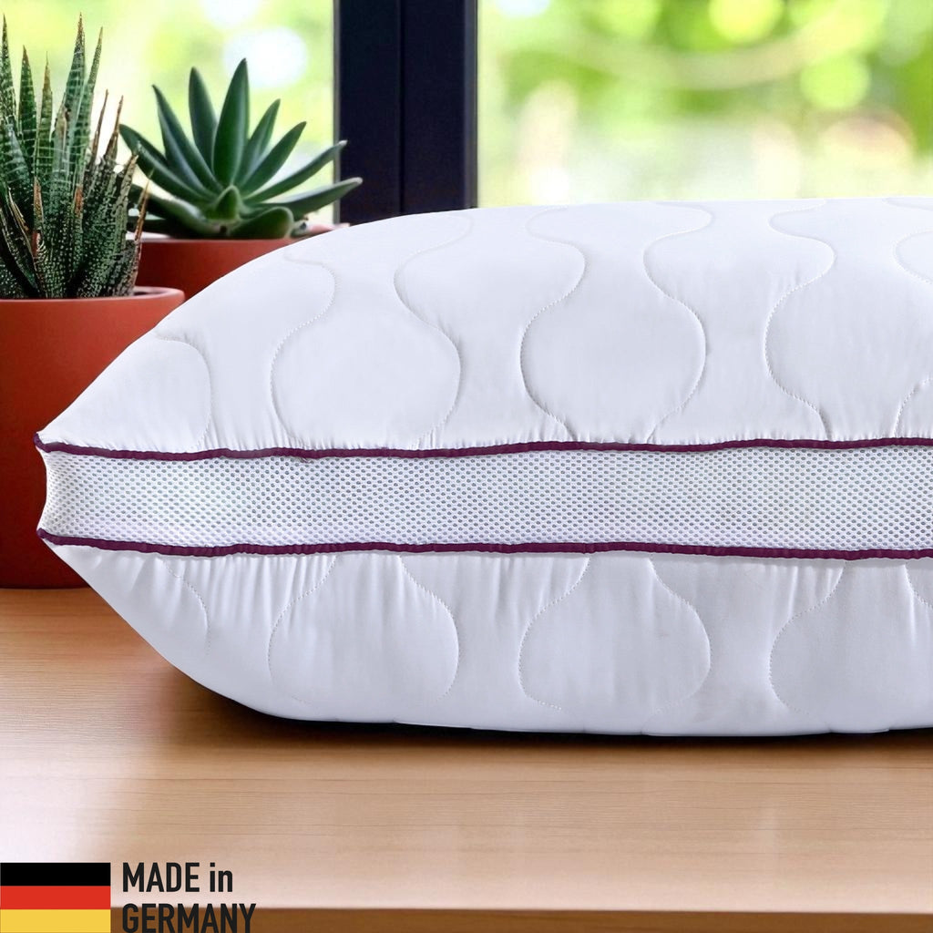 Atmungsaktives Mikrofaser-Kopfkissen 80x80cm – Verstellbarer Härtegrad mit Airflow-Netz | Made in Germany | 1er- oder 2er-Pack | Waschbar mit wiederverwendbarer Aufbewahrungstasche