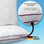 Atmungsaktives Mikrofaser-Kopfkissen 80x80cm – Verstellbarer Härtegrad mit Airflow-Netz | Made in Germany | 1er- oder 2er-Pack | Waschbar mit wiederverwendbarer Aufbewahrungstasche