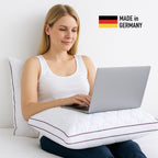Atmungsaktives Mikrofaser-Kopfkissen 80x80cm – Verstellbarer Härtegrad mit Airflow-Netz | Made in Germany | 1er- oder 2er-Pack | Waschbar mit wiederverwendbarer Aufbewahrungstasche
